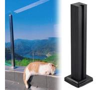 Poteau de balustrade en verre trempé pour escaliers et balcons intérieur/extérieur, 110 cm, extrémité noire/poteau central pour balustre de clôture en verre sans cadre de 10/12 mm