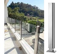 Poteau de balustrade moderne en acier inoxydable et verre avec fente de fixation for une utilisation intérieure et extérieure(Silver Mid Post,105cm)