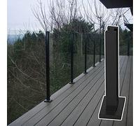 Poteau de balustrade noir pour garde-corps en verre - Poteau de sécurité carré pour extérieur en béton ou parquet - Idéal pour clôtures de balcon et applications