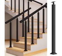 Poteau De Balustre De Broche Carré Noir, Poteau De Colonne De Garde-Corps De Terrasse De Jardin Intérieur Extérieur avec Supports D’Inclinaison Plats, Post Height 95cm/37.4"