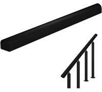Poteau De Balustre De Broche Carré Noir, Poteau De Colonne De Garde-Corps De Terrasse De Jardin Intérieur Extérieur avec Supports D’Inclinaison Plats, Handrail Length 140cm/55.1"