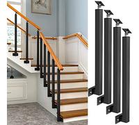 Poteau de balustre d'escalier en métal noir - Support réglable à 270° pour rampe d'escalier à montage latéral pour marches extérieures, terrasse, jardin