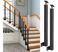 Poteau de balustre d'escalier réglable en métal noir - Colonne de balustrade latérale avec support d'angle à 270° pour terrasse, escaliers, jardin, extérieur - Colonne de rampe