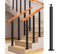 Poteau De Balustres D'Escalier, Axes De Garde-Corps Carrés En Métal Noir Avec Support D'Angle Plat Et Réglable À 270°, Colonne De Rampe Pour Terrasse, Marches, Jardin, Rénovation D'Escaliers Extérieu