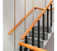 Poteau De Balustres D'escalier Noir Garde-Corps Pour Escalier Intérieur Et Extérieur,Poteau De Rampe D'escalier,Colonne De Rampe En Fer Forgé,pour Balustrade, Balco(Size:B wooden handrail 4.6ft/140cm)