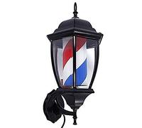Poteau de Barbier, avec Lampe Enseigne Barbier Shop Lumineuse Pivotante LED Lumière Vintage Coiffeur Boutique Signe Applique Murale Exterieur Imperméable Rouge Blanc Bleu Rayures 49cm/19in