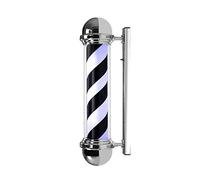 Poteau de Barbier, Lumineuse Et Pivotante pour Coiffeurs LED Lampe Barber Pole Enseigne Noir Blanc 65cm/26in