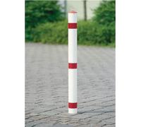 Poteau de barrage STA rouge-blanc D.76mm pour la mise en place avec capuchon pointu URBANUS