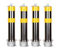 Poteau de borne Amovible avec boulons d'ancrage, borne de sécurité en Acier Robuste à Verser sur Place, Capuchon en Fer épais renforcé entièrement soudé, Haute visibilité(4PCS-Yellow)