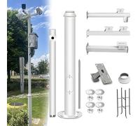 Poteau de caméra de surveillance de 2 à 6 m de haut avec 4 supports pour lampadaires solaires et passerelle de jardin - Usage industriel commercial domestique