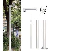 Poteau de caméra de surveillance extérieur avec piquet, support de panneau solaire, poteau rond pour caméras de surveillance - Durable, réglable, installation facile