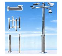 Poteau de caméra de surveillance Mât Pour Caméra De Sécurité En Acier Inoxydable, Mâts CCTV Raccordés 200 250 300 350 400 450 500 600cm, 2-3 Sections Panneaux Solaires Mât(B,137.8in/350cm)
