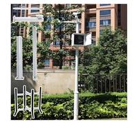 Poteau de caméra de surveillance Support De Fixation Pour Caméra De Sécurité À Raccordement, Rallonge Longue, Colonne Détachable Surveillance Avec Paratonnerre Piquet De Terre(B,H-400cm/13.1ft)