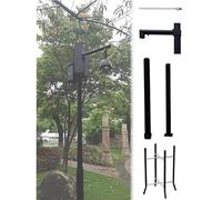 Poteau de caméra Solaire réglable de 6 à 20 Pieds, Poteau de sécurité extérieur avec Support de Montage et Protection Contre la Foudre, Poteau for caméra de Surveillance au Sol(1,450cm/177.2in)