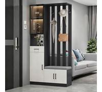 Poteau de cloison autoportant pour entrée avec étagères de Rangement, équipé d’Un Banc à Chaussures/portemanteau, adapté aux entrées, Salons et Autres espaces.(Gray,100cm/39.4in)