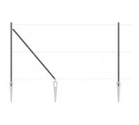 Poteau de clôture 26 pièces en acier galvanisé gris 160 cm avec piquet de | Kit de 26 pièces, poteaux droits et angulaires, pointes de 45 cm, capuchons inclus, résistant à la rouille, montage facile