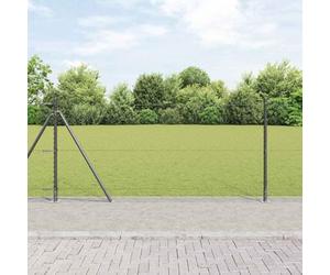 Poteau de clôture gris en acier 25 x 0,8 m avec treillis 25 mm, kit durable pour clôture extérieure jardin terrasse, résistant aux intempéries et à la corrosion pour sécurité et élégance