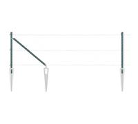 Poteau de clôture vert 7 pièces en acier galvanisé avec piquet de terre | Acier galvanisé, résistant à la rouille et à la corrosion, montage encastré, utilisation extérieure dans le jardin