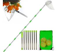 Poteau de cueillette de fruits avec panier, panier à tête de cueillette de fruits avec tige télescopique extensible, portable haute altitude, tête en métal, poignée antidérapante pour la récolte