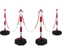 Poteau de délimitation 4 pcs Borne plastique avec chaîne de délimitation 140cm & base PE Poteau PP Barrière 82cm Poteau de délimitation Flexible Cône de délimitation Rouge+Blanc CEEDIR