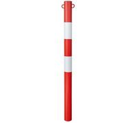 Poteau de Délimitation 48mm x 120cm - Borne de Stationnement à Sceller Blanc/Rouge - Poteau en Acier pour Parking - Barrière Signalétique Résistante