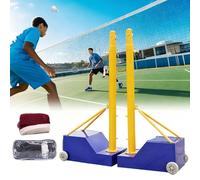 Poteau de filet de volleyball et badminton réglable en hauteur avec roues pour l'intérieur et l'extérieur