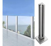 Poteau de garde-corps carré en verre, main courante de poteau de clôture commerciale argentée, pince de panneaux de garde-corps en verre coupe-vent, système de garde-corp,Silver-corner Post-70cm