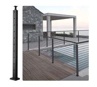 Poteau de Garde-corps D'angle à Câble-VEVOR-91,4x2,5x5 cm-Poteau de Rambarde 10 Trous Pré-percés en Forme L