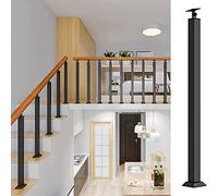 Poteau de Garde-Corps d'axes d'escalier en métal Noir, balustres en métal à Montage au Sol carré Moderne pour marches de Porche/escalier de Villas familiales, avec Support d'angle réglable,