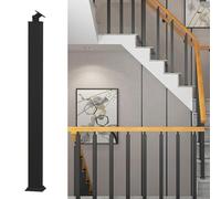 Poteau De Garde-corps D'escalier Intérieur, Barreaux De Balustrade Au Sol, Avec Support D'angle Plat Réglable À 270°, Marches De Terrasse En Métal, Colonne De Garde-corps(Black,95cm)