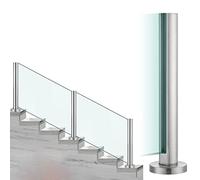 Poteau de garde-corps d'intérieur en acier inoxydable - Balustrade de 104,9 cm de haut pour panneaux de verre de 10/12 mm, idéal pour balcon et escalier, couleur grise