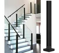 Poteau de garde-corps en acier inoxydable 304 - Balustrade carrée noire pour clôtures de piscine, porche interne, guardra avec pince de panneau en verre (poteau d'angle 95 cm)