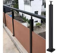 Poteau de garde-corps en acier inoxydable 304 et verre noir for escaliers, balcons et jardins - Base 10x10cm, Hauteur 25-51 pouces,(Deep Coffee,Height 80cm)