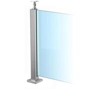 Poteau de garde-corps en verre argenté avec support de main courante supérieur, acier inoxydable 304, garde-corps robuste sans perçage pour terrasse, escalier ou balcon,End post,65CM