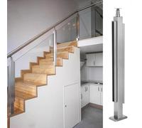 Poteau De Garde-Corps en Verre, Clip Carré en Acier Inoxydable pour Garde-Corps en Verre, Support De Colonne pour Terrasse Intérieure Et Extérieure, pour Patio, Balcon(Corner Post,Stairs-105cm/41.3")