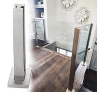 Poteau de Garde-Corps en Verre, en Acier Inoxydable - 10-12 mm, sans perçage, Hauteur 63,5-127 cm, idéal pour terrasse, Balcon, Balconnet, escalier, Piscine - Gris Clair, 91,4 cm