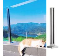 Poteau de Garde-Corps en Verre, en Acier Inoxydable 304 brossé - Collier de Serrage sans perçage 3/8"-1/2" avec Joint en Caoutchouc, 2" x 2", Balustrade de 49 po pour Usage intérieur/extérie