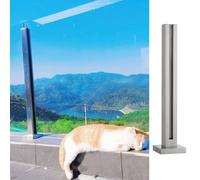 Poteau de Garde-Corps en Verre, en Acier Inoxydable 304 brossé, Fixation sans perçage avec Joint en Caoutchouc et Collier de Serrage 3/8"-1/2", Balustrade 2"x2" pour Usage intérieur/extérieu