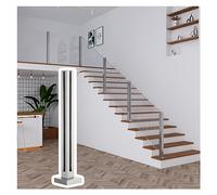 Poteau de garde-corps en verre en acier inoxydable 304, or/argent, poteau central/coin/extrémité, for verre trempé de 10 à 12 mm(Silver Corner Post,145cm)