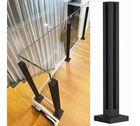 Poteau de garde-corps en verre en acier inoxydable 304 pour escaliers de couloir intérieurs - Système de poteau de garde-corps en verre carré noir - Kit de balustrade d'installation de panneau de verr