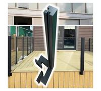 Poteau de Garde-Corps en Verre, en Acier Inoxydable Noir - Hauteur : 80 cm, Fixation latérale pour Verre de 10 à 12 mm, résistant au Vent, avec encoches pour Fixation, Poteau d'angle Robuste