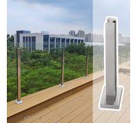 Poteau de garde-corps en verre, Kit de poteaux de garde-corps en verre en acier inoxydable, argent, plusieurs hauteurs, intérieur et extérieur(Silver Mid Post,H-70cm(27.6"))