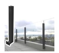Poteau de garde-corps en verre noir avec pince coupe-vent de 150 cm de haut pour escaliers, couloirs et balcons. Solution élégante pour garde-corps