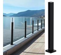 Poteau De Garde-Corps en Verre Noir, en Acier Inoxydable 304, pour Balcon, Terrasse, Escalier Ou Piscine, Intérieur Ou Extérieur.(End Post,105cm/41.3")