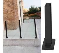 Poteau de Garde-Corps en Verre Noir pour terrasse extérieure - Poteaux Robustes avec Base et vis, Dimensions Personnalisables (Poteau Central Noir, Hauteur 90 cm) - Garde-Corps en Verre dura