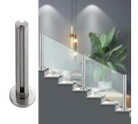 Poteau de Garde-Corps en Verre, Poteau de Garde-Corps en Verre Robuste en Acier Inoxydable 304 - Balustrade Ronde pour Panneaux de Verre, Poteau Central argenté de 70 cm, profilé de Garde-co