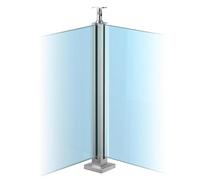 Poteau de garde-corps en verre robuste en acier inoxydable 304 avec support de main courante, poteau argenté de 66 à 107 cm avec encoches pour fixation et base solide,Corner post,95CM