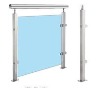 Poteau De Garde-Corps en Verre, Système De Colonnes De Garde-Corps en Acier Inoxydable, Panneaux en Verre Trempé, Pinces Et Colonnes D'écartement, pour Entrée De Villa(End Post,105cm/41.3")