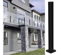 Poteau de Garde-Corps en Verre, système de Poteau de Garde-Corps en Verre Noir Robuste pour terrasses, balcons et escaliers - Conception à embase en Acier Inoxydable sans Partie supérieure p