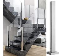 Poteau de garde-corps intérieur en acier inoxydable for escaliers et balcons - Finition brossée 304, compatible avec le verre de 10 à 12 mm,(Deep Coffee,Height 80cm)